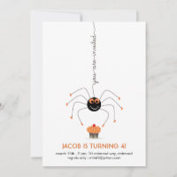 Araignée et cupcake Anniversaire blanc Invitati