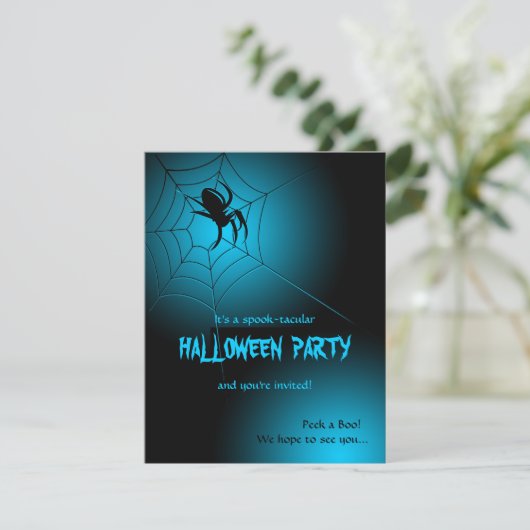 Invitation Araignée noire de Halloween sur le Web (Debout devant)