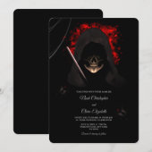 Invitation Araignée noire moody gothique crâne noir halloween (Devant / Derrière)