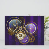 Invitation Araignée Steampunk sur fond violet (Debout devant)