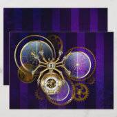 Invitation Araignée Steampunk sur fond violet (Devant / Derrière)