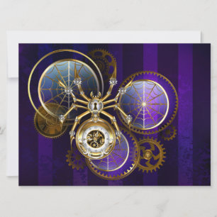 Invitation Araignée Steampunk sur fond violet