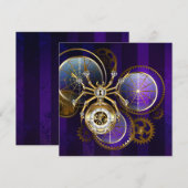 Invitation Araignée Steampunk sur fond violet (Devant / Derrière)