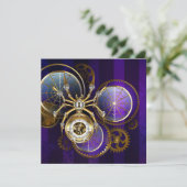 Invitation Araignée Steampunk sur fond violet (Debout devant)