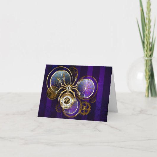 Invitation Araignée Steampunk sur fond violet (Devant)