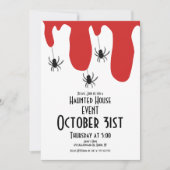Invitation Araignées de sang de la maison hantée d'Halloween (Devant)
