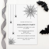 Invitation Araignées Et Spiderweb Simple Noir Blanc Halloween