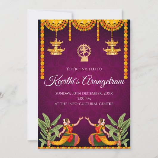 Invitation Arangetram et spectacle de Bharatnatyam (Devant)