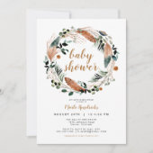 Invitation ARBOR Bohême Plumes verdure Wreath Boho Baby (Devant)