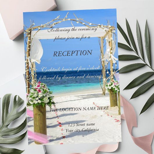 Invitation Arbor de la Plage Fleurs de Mariage Réception