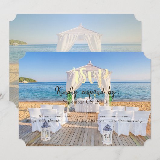 Invitation Arbor de la Plage Tropicale  RSVP (Devant / Derrière)