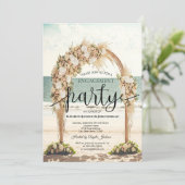 Invitation Arbor de mariage de plage Roses Fiançailles (Debout devant)