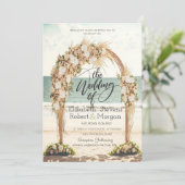 Invitation Arbor de mariage de plage Roses Mariage (Debout devant)