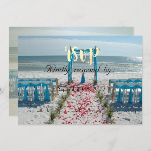 Invitation Arbor pour mariage sur la plage  RSVP (Devant / Derrière)