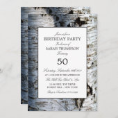 Invitation Arbre à bouleau argenté rustique, Anniversaire (Devant / Derrière)