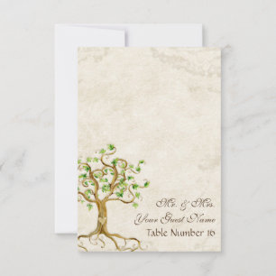Invitation Arbre à branches Racines Parchemin antique Numéro