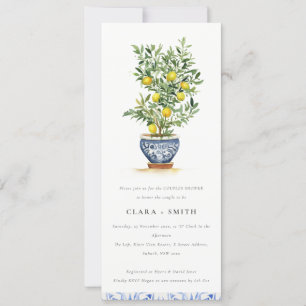 Invitation Arbre à citron jaune aquarelle Boho Shower de coup
