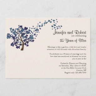 Invitation Arbre à cœur bleu pour l'anniversaire de mariage i