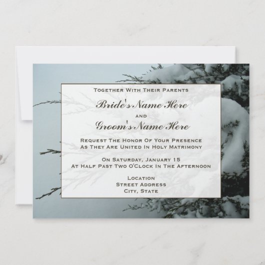 Invitation Arbre à feuillage persistant de mariage d'hiver (Dos)