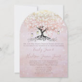 Invitation Arbre à feuilles en forme de cœur rose simple Pot (Devant)