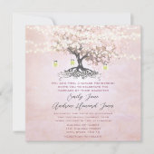 Invitation Arbre à feuilles en forme de cœur rose simplement  (Devant)