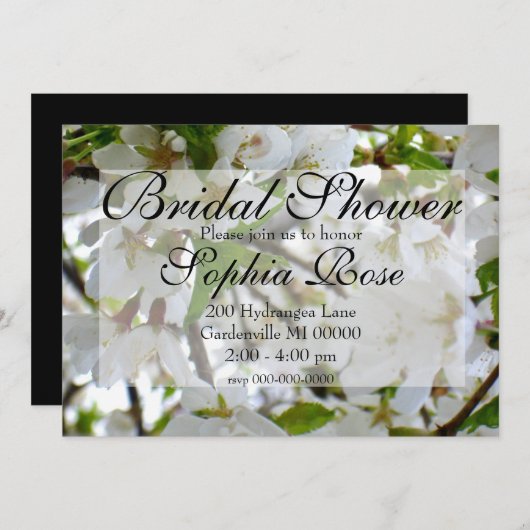 Invitation Arbre à fleurs blanches (Devant / Derrière)