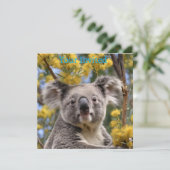 Invitation Arbre À Fleurs Jaunes Avec Koala, (Debout devant)