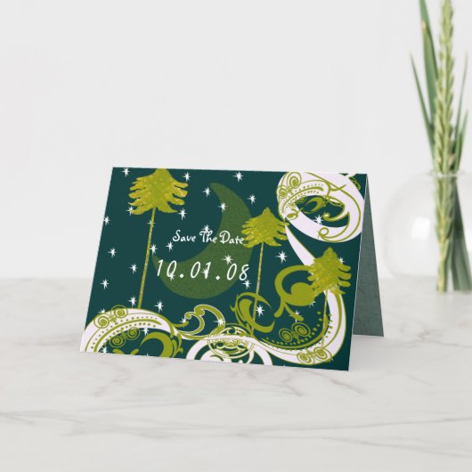 Invitation Arbre à pin bleu et vert turquoise Enregistrer la  (Devant)