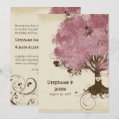 Invitation Arbre à rouleaux moderne de la vie Printemps Art d (Devant / Derrière)