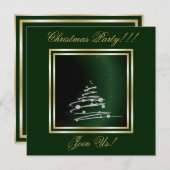 Invitation Arbre Abstrait Argent De Noël Sur Vert (Devant / Derrière)