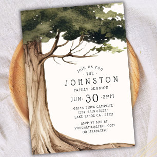 Invitation Arbre aquarelle de réunion de famille rustique