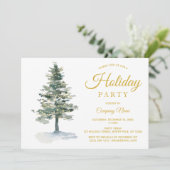 Invitation Arbre aquarelle et lumières Fête d'entreprise (Debout devant)