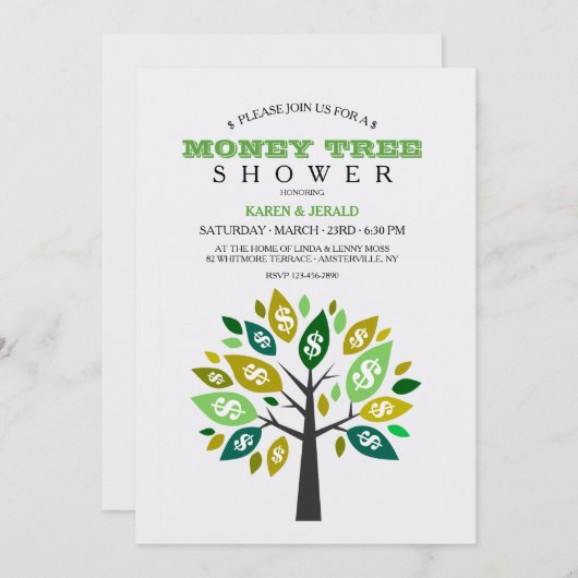 Invitation Arbre Argent Douche (Devant / Derrière)