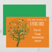 Invitation Arbre avec la partie de déjeuner de pique-nique (Devant / Derrière)