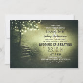 Invitation arbre avec lumières à cordes vert mariage rustique (Devant)