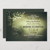 Invitation arbre avec lumières à cordes vert mariage rustique (Devant / Derrière)