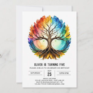 Invitation Arbre blanc coloré à vie Anniversaire
