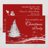 Invitation Arbre blanc de Noël à la fête de Noël des Arrière (Devant / Derrière)