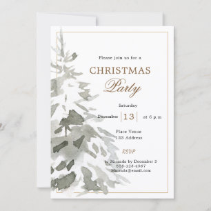 Invitation Arbre blanc neige fête de Noël moderne