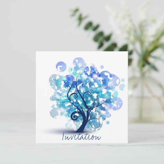 Invitation Arbre bleu (Debout devant)