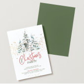 Invitation Arbre bleu rouge et or traditionnel aquarelles