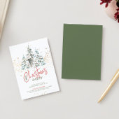 Invitation Arbre bleu rouge et or traditionnel aquarelles