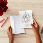 Invitation Arbre bleu rouge et or traditionnel aquarelles