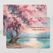 Invitation Arbre cerise en fleurs près du lac Mariage (Devant / Derrière)