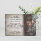 Invitation Arbre Coeur sculpté Rustique et mariage vintage (Debout devant)