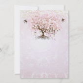 Invitation Arbre d'amour à coeur rose simplement oiseau de ma (Dos)
