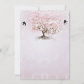 Invitation Arbre d'amour à coeur rose simplement Oiseaux de m (Dos)