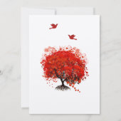 Invitation Arbre d'amour rouge Oiseaux de mariage (Dos)