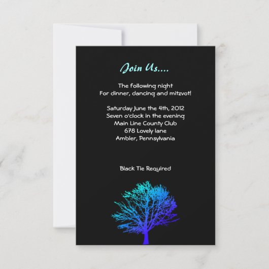 Invitation Arbre dans le Woods Bar Mitzvah Réception Card (Devant)