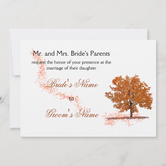 Invitation Arbre d'automne Mariage-rouille (Devant)